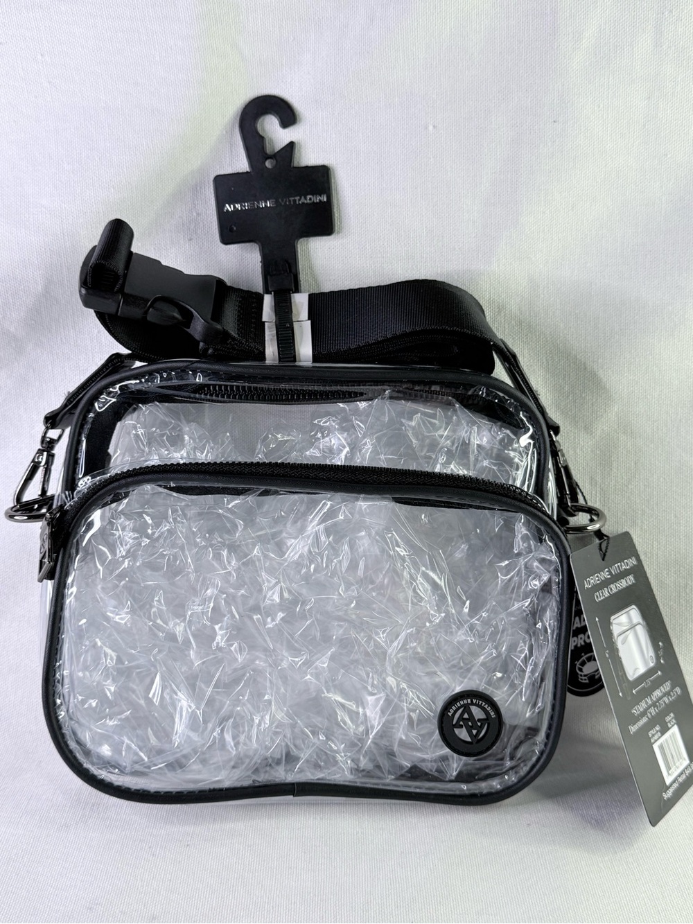 Adrienne Vittadini Clear Belt Bag with Black Trim Stadiums Approved